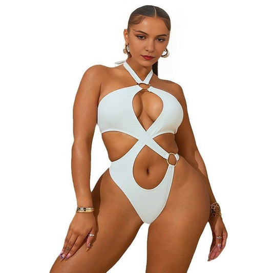 European And American Summer Sleeveless Lace-up Cutout Jumpsuit Women